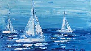 acrylic painting boats abstract beginners seascape tutorial sail