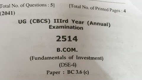 B.Com 3rd Year.......Fundamentals Of Investement....Code(BC 3.6 {c} ) ➡️Pervious Year Question Paper