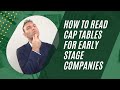 How to read cap tables for early stage companies  mink learning