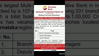 Branch Operations Manager , Manager Opening Saraswat Bank #jobs #jobsearch #job #operations #wanted