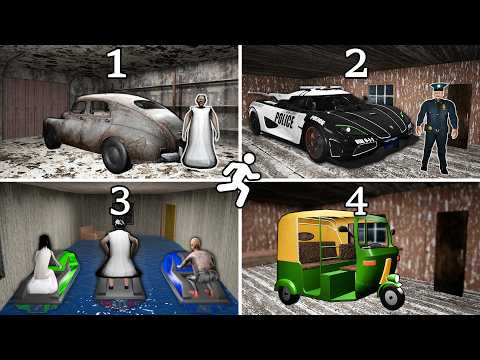 Granny 1 2 3 4 Escape With All Secret Vehicles | Granny friends - Gameplay Animation (fun mix 9)