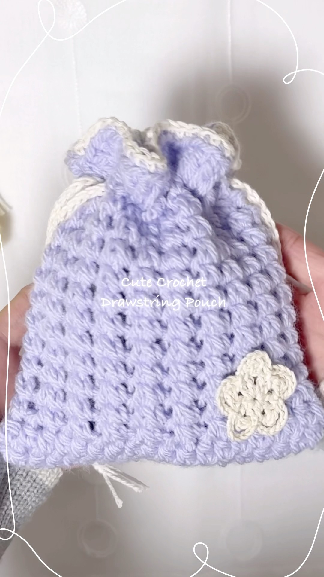 可愛い模様の巾着ポーチ🌼#かぎ針編み #crochet #ハンドメイド - YouTube