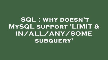 SQL : why doesn