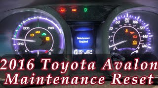 2016 Toyota Avalon Oil Maintenance Reset