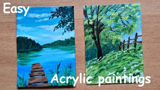 Super Easy Acrylic Scenery Paintings | Acrylic Paintings for Beginners |Scenery |Acrylic on Paper |