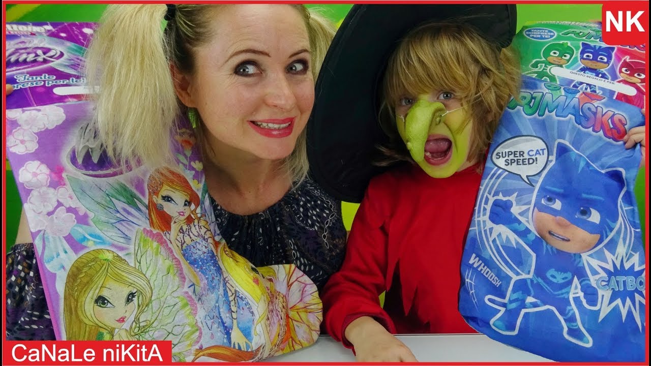 LA BEFANA E' ARRIVATA #3 DA MASHA - Calzettone Winx, PJ Masks Apriamo Calze 2018 - Canale Nikita