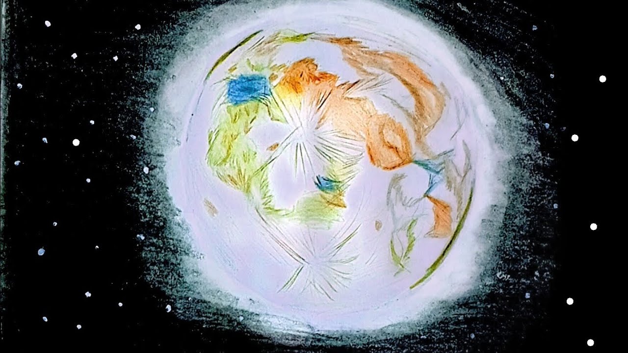 How to Draw A Moon Easy | Charcoal and Colour Pencil