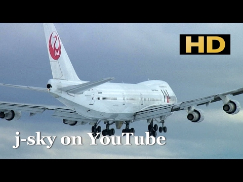 HD] Plane Spotting in Snow - Japan Airlines Boeing 747-200B at New