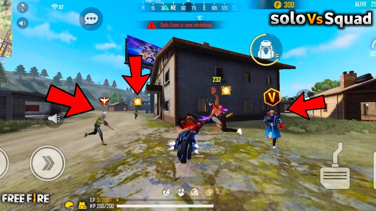 1 vs 4 clutch Gameplay | Garena free fire max solo vs squad Rush Rank ...