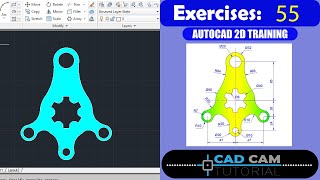 AutoCAD 2D Practice Drawing / Exercise 55/ Simple Tutorial screenshot 3