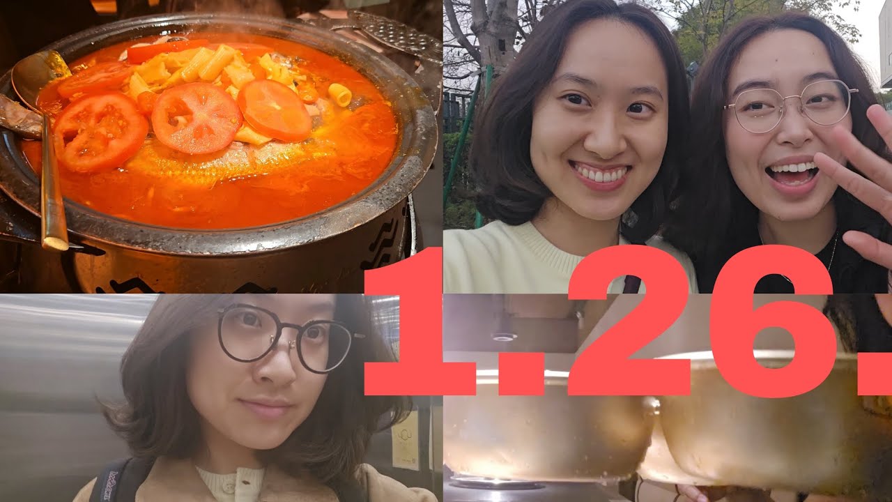 누 인생 첫 막걸리 맛 봄, 탄위 중독의 시작점, 한국인 교환학생 둘과 한국으로 교환을 갈 친구 셋이 밥 먹음