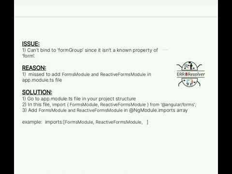 Can't bind to 'formGroup' since it isn't a known property of 'form' | Annular | FormGroup | Material