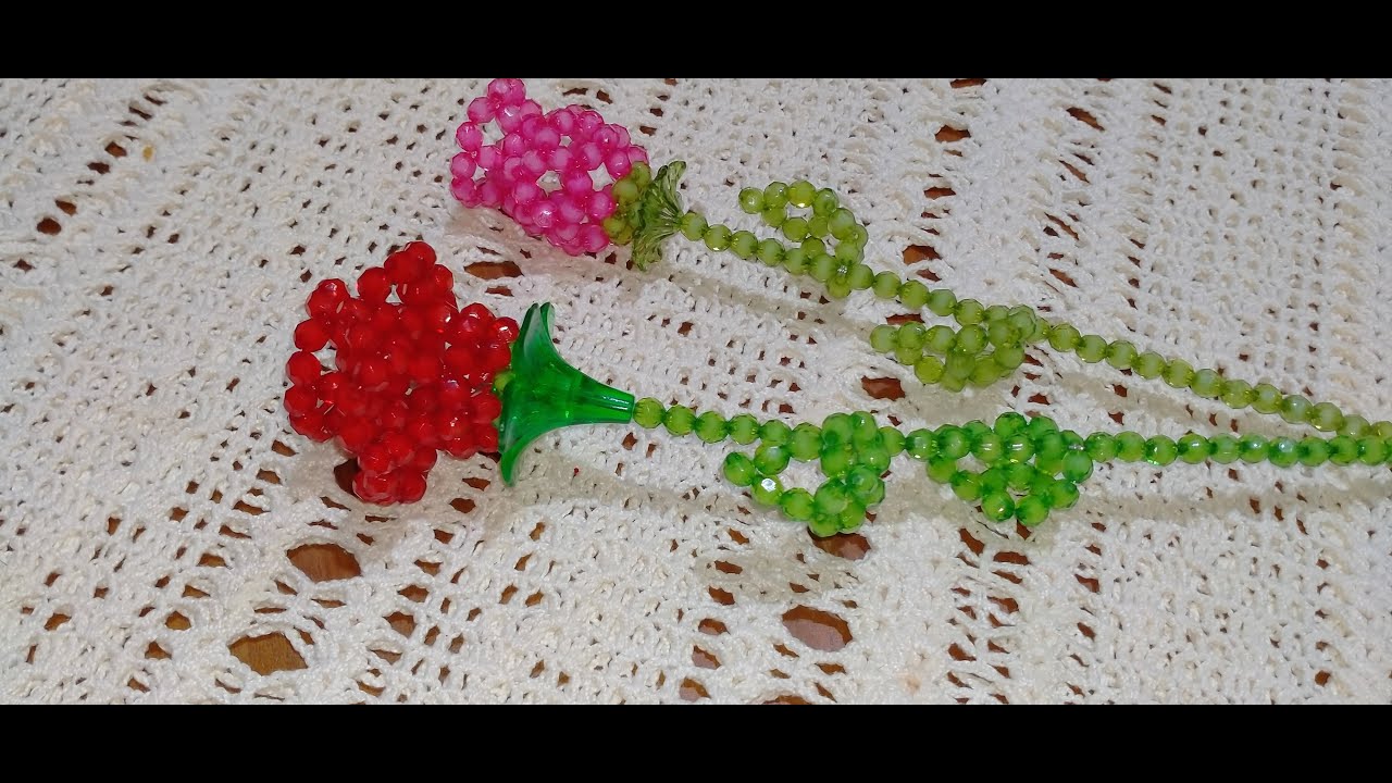 طريقه عمل ورده🌹 من خرز كريستال