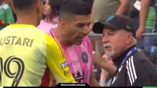 Luis Suarez spits at a Seattle Sounders staff member