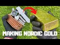 Nordic Gold Made From Scrap - Huge Gold Bar - Nordic Gold Slag Melt - ASMR Metal Melting - BigStackD