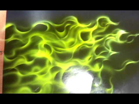 Airbrushed lime green flames - YouTube