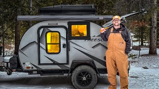 Download Lagu Winter Camping in the Utah Mountains (18°F) | Warm \u0026 Cozy Teardrop Camper  MP3