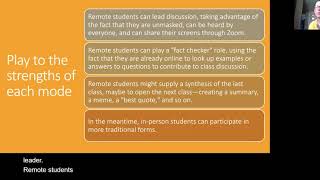 Engaging Remote Students in Hybrid Classes