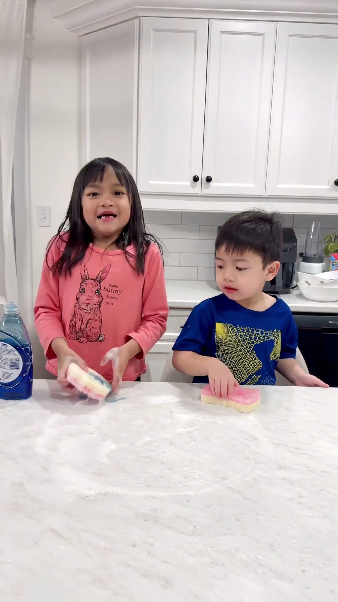 Sister teaching baby brother to clean ???❤️??