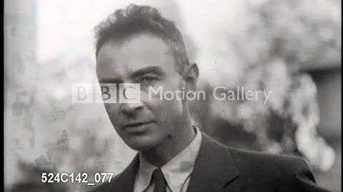 Scientist J. Robert Oppenheimer speaks about atomic bombs at the Capitol Building in Washington, DC