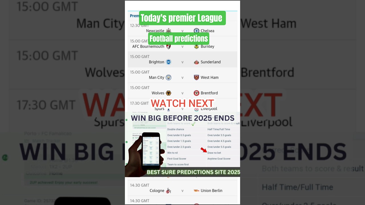 Today’s Predictions 🔥 Over 1.5 ✅ Over 2.5 ✅ Correct Score Tips That Win! 