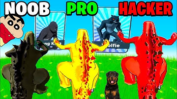 SHINCHAN and CHOP CRAFTING GOLD GODZILLA HULK KING KONG in MONSTER DRAFT | NOOB vs PRO vs HACKER