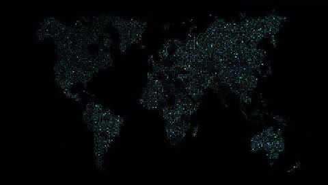 Glimmering Digital World Map Stock Motion Graphics