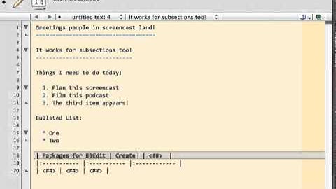 BBEdit Markdown Screencast: Headers, Lists and Tables