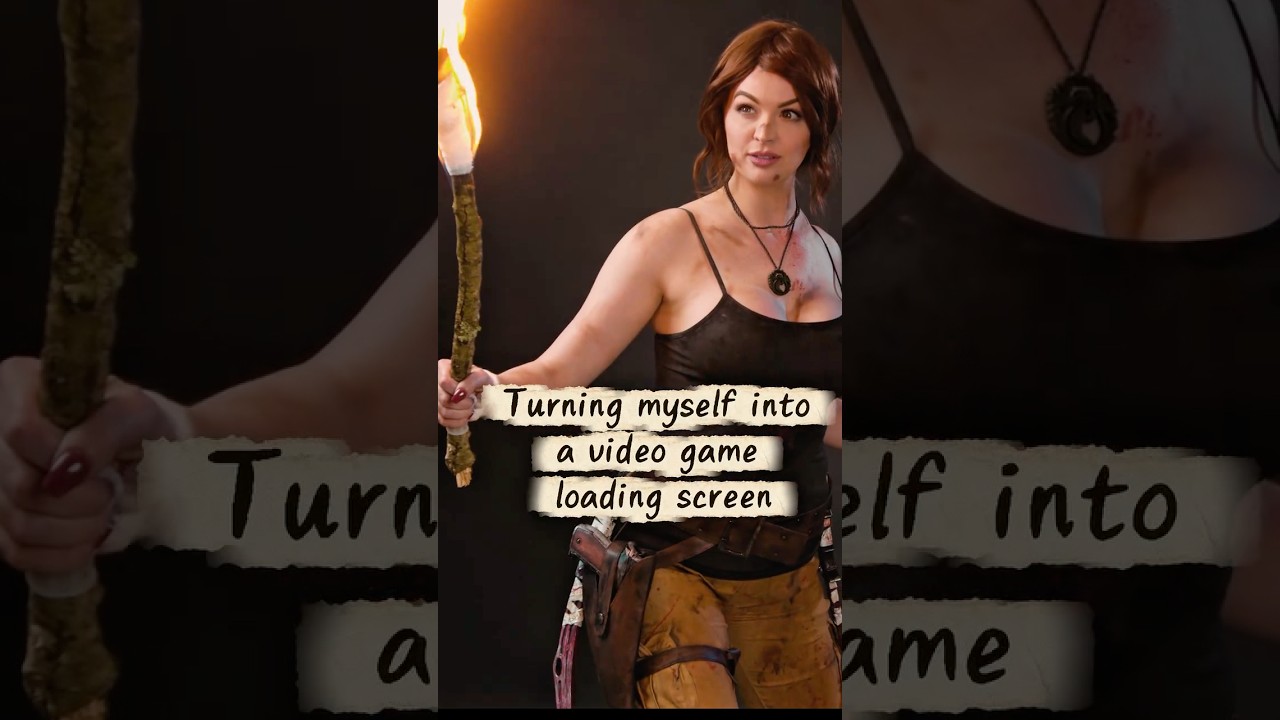 Video game loading screen trend with my Lara Croft cosplay 🖤