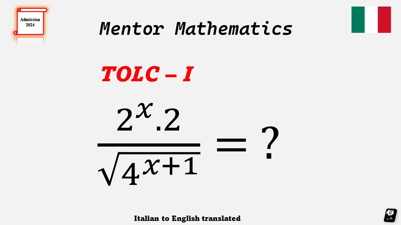 TOLC-I exam math excerceise (Mentor practise materials, CISIA) 