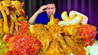 MUKBANG NASI PADANG PORSI JUMBO LAUK GULAI TUNJANG JUMBO   AYAM GEPREK PEDAS