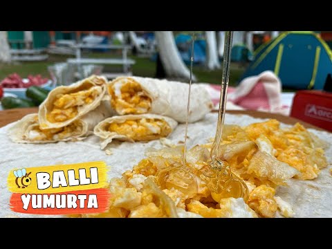 BALLI YUMURTA NASIL YAPILIR ???? DOĞADA YEMEK YAPMAK ▶️ HONEY OMLET RECIPE ????️KAHVALTILIK KAMP TARİFİ