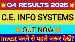 MapMyIndia Q4 Results 2026🔴CE Info Systems Result🔴MapMyIndia Share Latest News🔴CE Info Systems Share