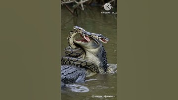 😱 crocodile vs python fight #trending #animalfight #viralvideo #wildlife #crocodile #python #aligato
