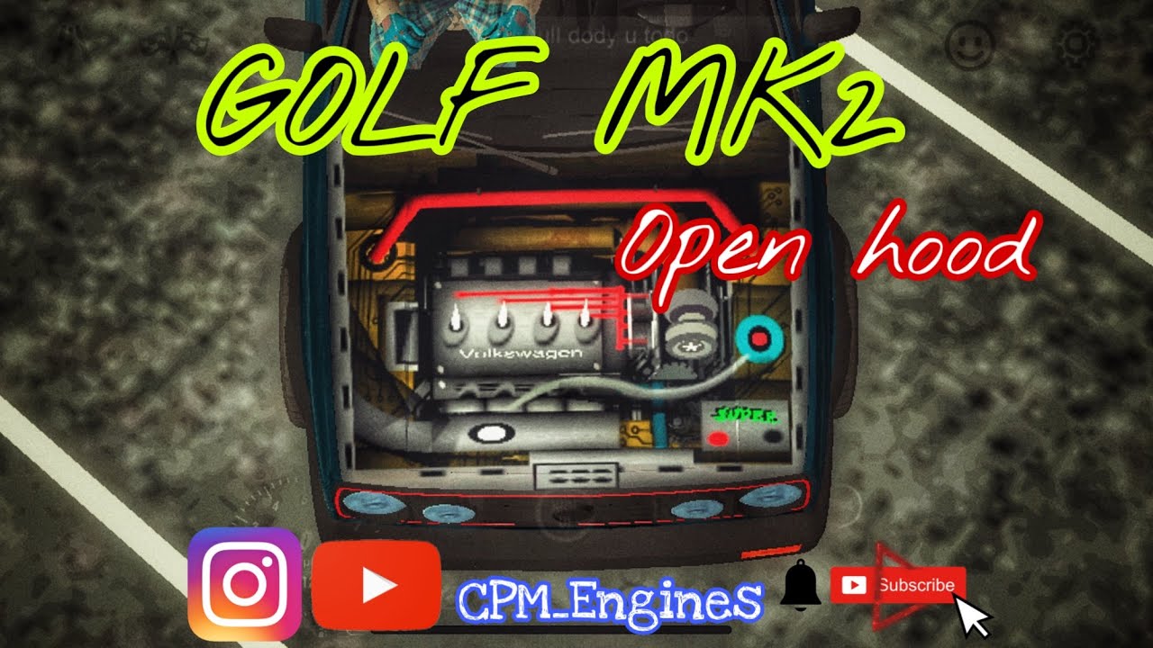 Golf mk2 Open hood design/ car parking multiplayer