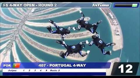 Portugal / Formation Skydiving 4-way Open Rd 2, Mondial 2012 Dubai