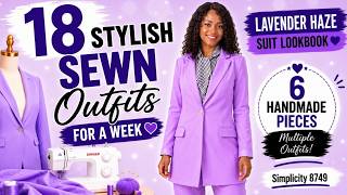 I Styled ONE Handmade Lavender Suit 18 Different Ways 💜 Capsule Wardrobe Lookbook (Simplicity 8749)
