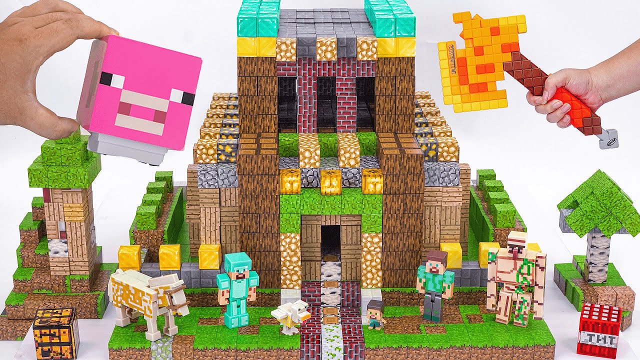 8 Minutes Satisfying with Minecraft Magnetic unboxing Build Cubes ASMR | Review Magnetic Papercraft