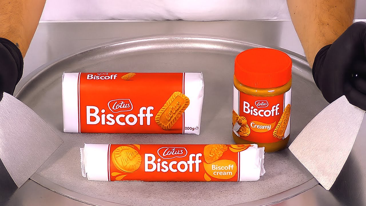 Lotus Biscoff Ice Cream Rolls With Spread & Cookies | ASMR