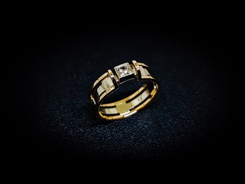 Переделка мужского золотого кольца с бриллиантом из белого и желтого золота #MatsonJewellery