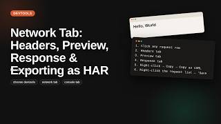 Network Tab: Headers, Preview, Response & Exporting as HAR | Network Tab Tutorial