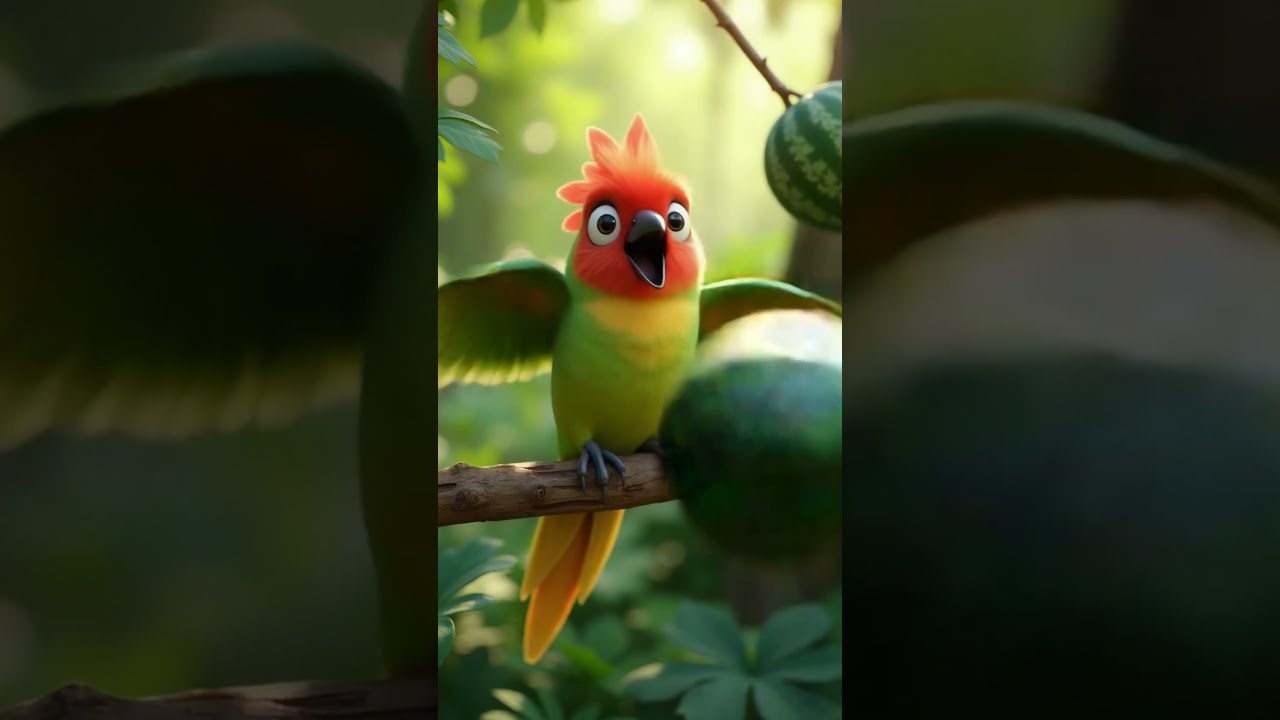 "Pixar-Style Bird Meets Watermelon 🍉🕊️ | 3D Animation Magic"