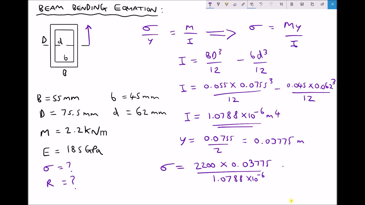 Calculating Bending Stress and Radius of Curvature for Beams - YouTube
