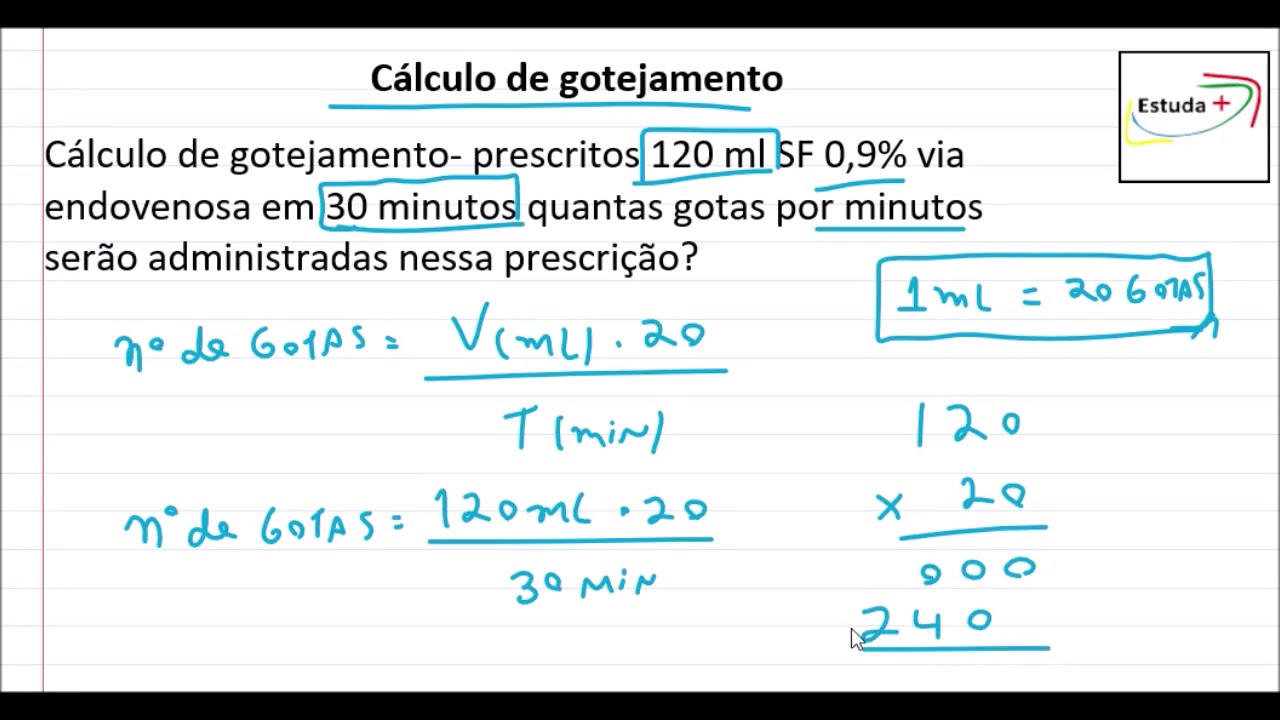 Avanzado Factibilidad Picasso Como calcular o número de gotas por minuto - Cálculo de gotejamento -  YouTube