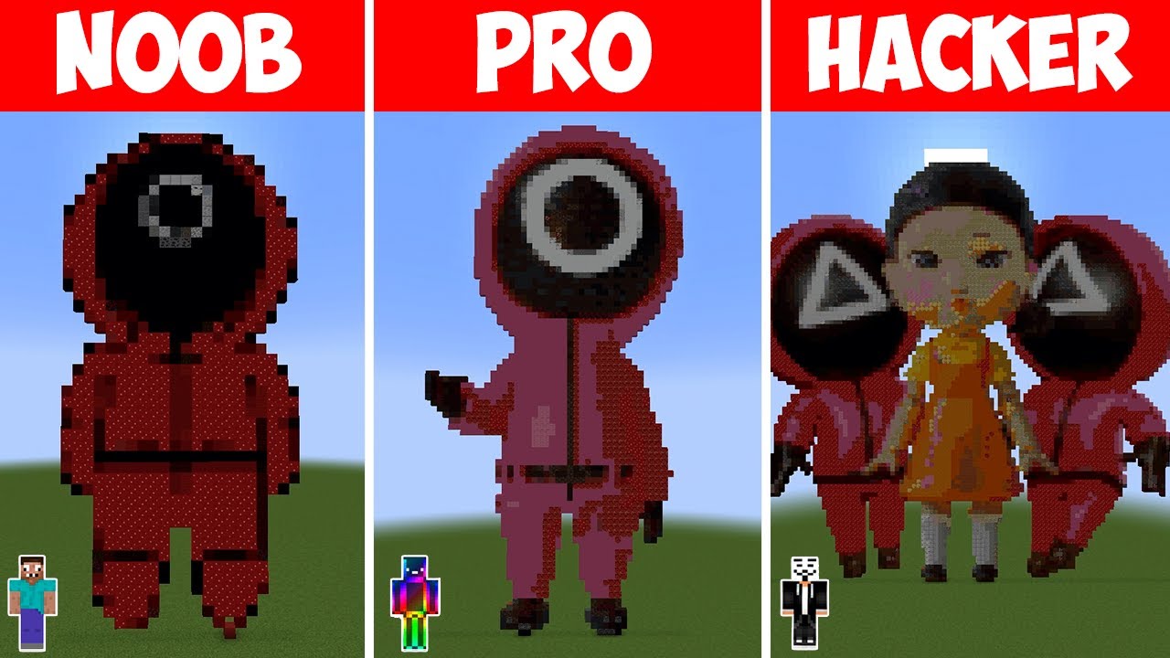 NOOB VS PRO VS HACKER Minecraft Pixel art✨Squid Game