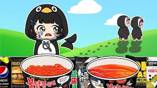 Baby Gugugaga Penguin Abandoned At Birth   Convenience Store Mukbang Animation  Asmr