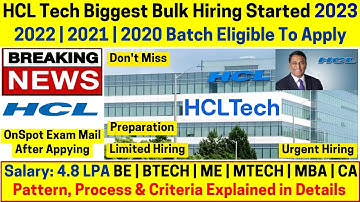 HCL Tech OFF Campus Direct Hiring 2023 | 2022-2020 Batch 4-6 LPA Pattern, Process Criteria Exlpained
