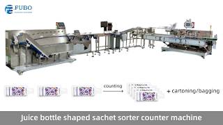 Juice bottle shaped sachet sorter counter machine