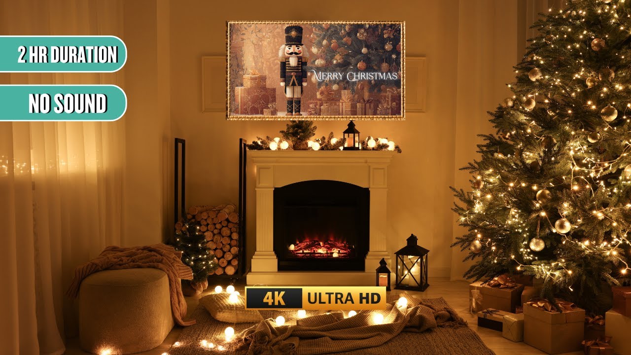 The CHRISTMAS Nutcracker Gold Frame TV Art | 2HR No Sound | 