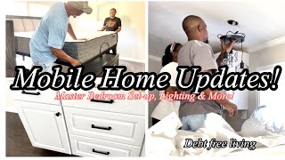 NEW * MOBILE HOME UPDATES MASTER BEDROOM SETUP, KITCHEN HARDWARE, LIGHTING,& MORE! #debtfreeliving
